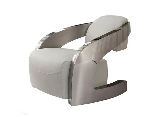 Sillón Tapizado Amanda Piel Italiana Blanca Acero Schuller - vista principal | Schuller
