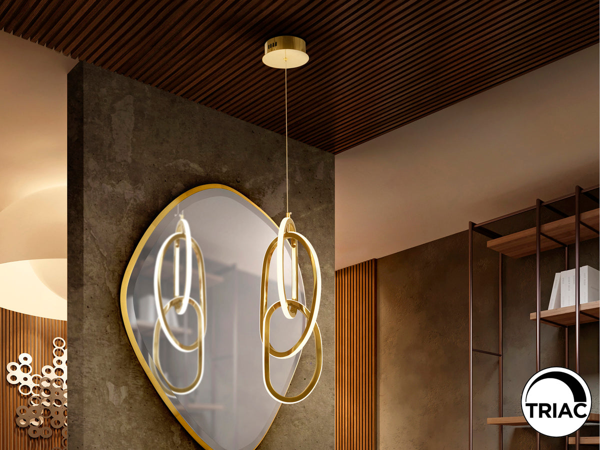 Lámpara Colgante LED Nexo 39W Oro Brillo Schuller en ambiente decorado | Schuller · Ref. 532464