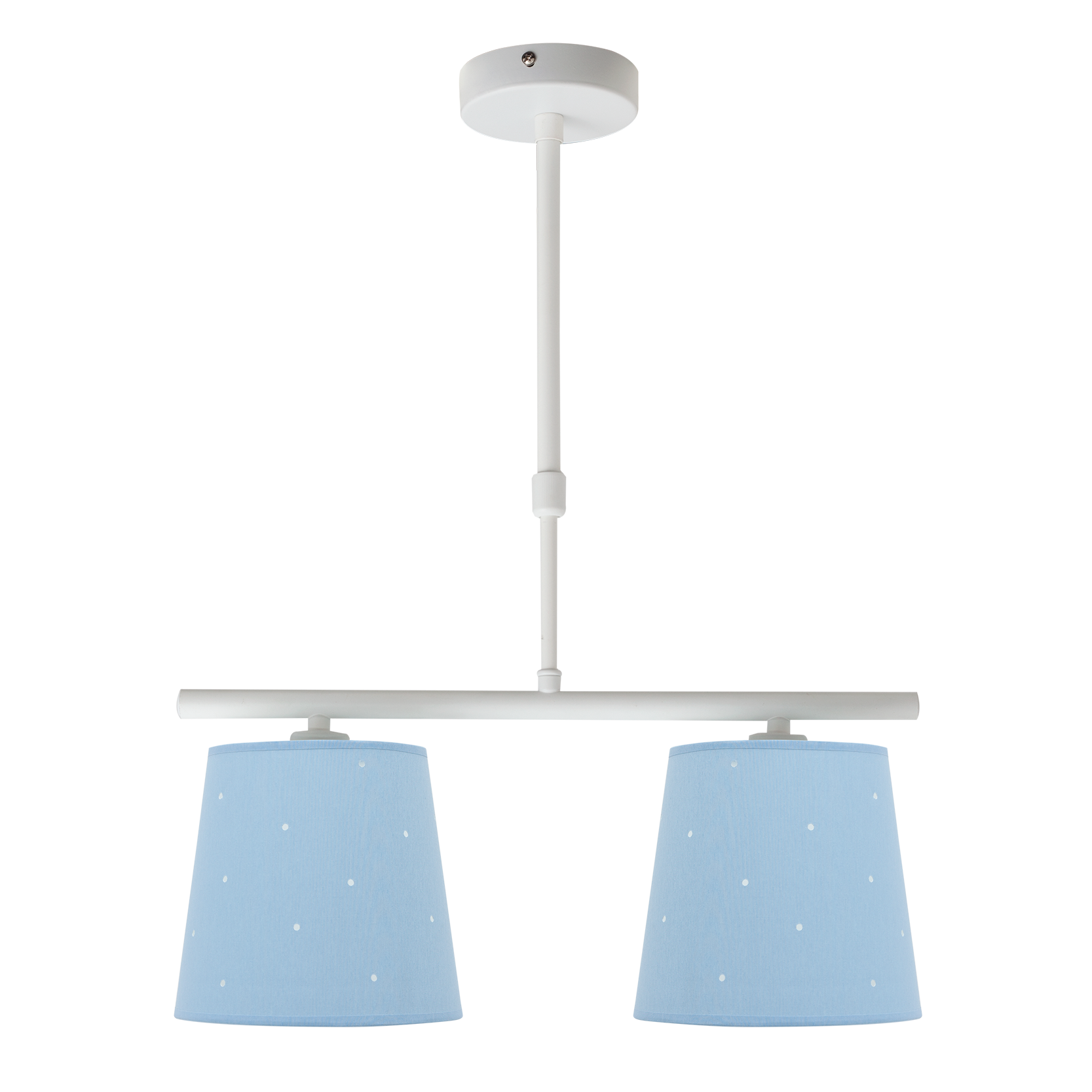 Lámpara Consciencia fabricada en metal y textil color celeste, Fabrilamp / Abrila