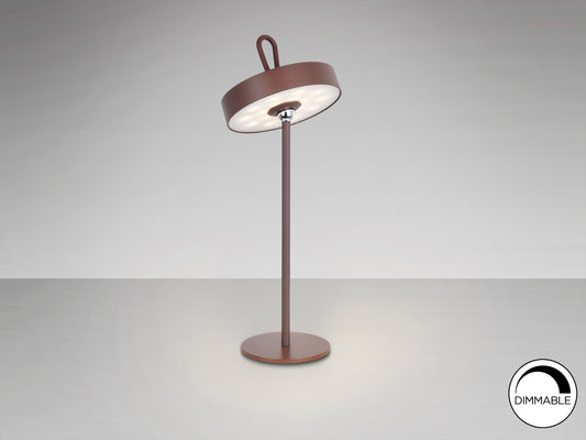 Lámpara de Sobremesa LED Portátil Gong 35 cm Acabado Corten Schuller en ambiente decorado | Schuller
