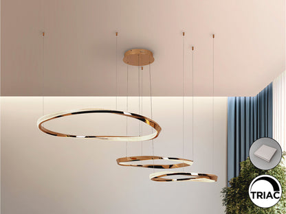 Lámpara Colgante LED Orbitas 3 Aros 120W Acabado Oro Schuller en ambiente decorado | Schuller · Ref. 554213