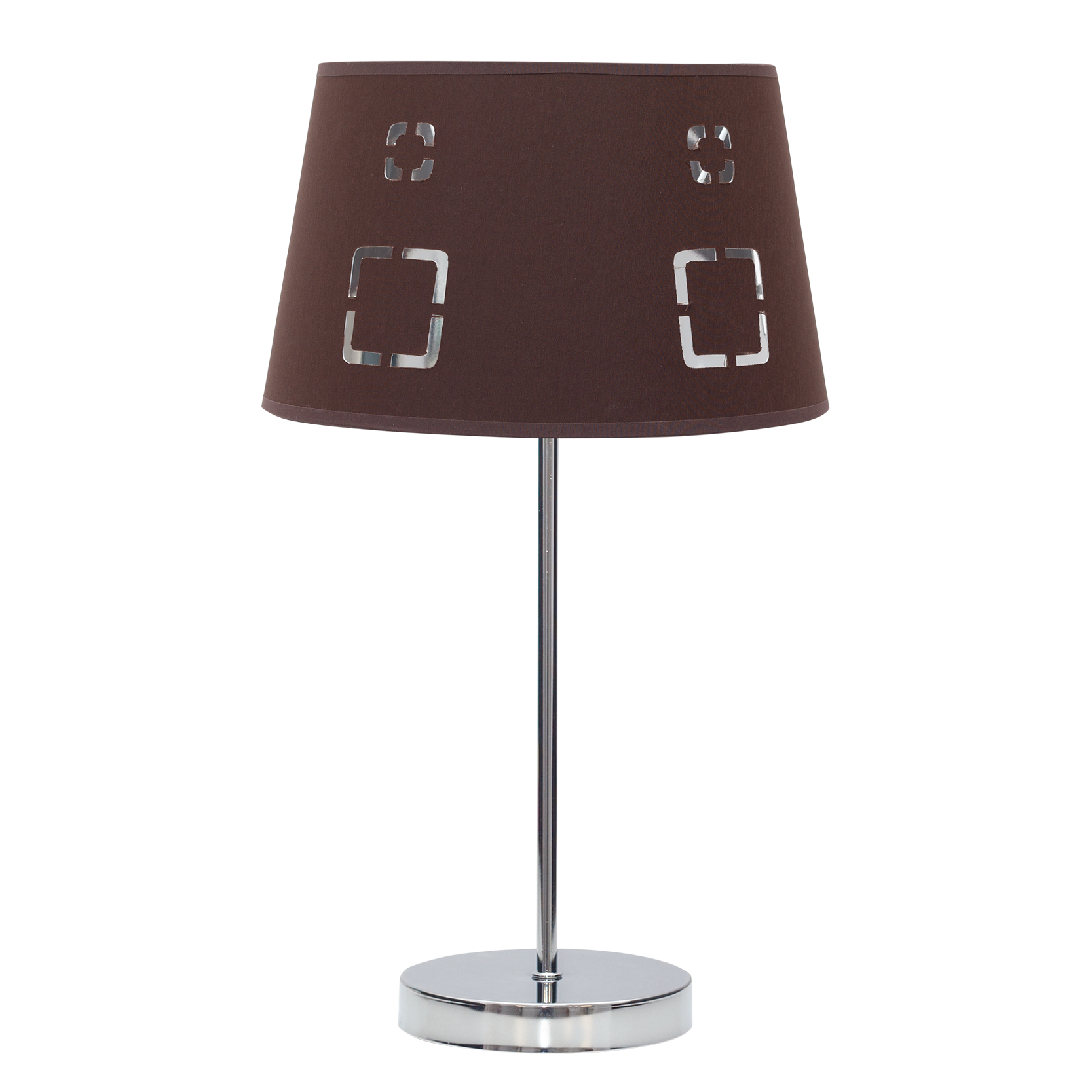 Lámpara Celaya fabricada en metal y textil color marrón, ideal para iluminación suave en interiores