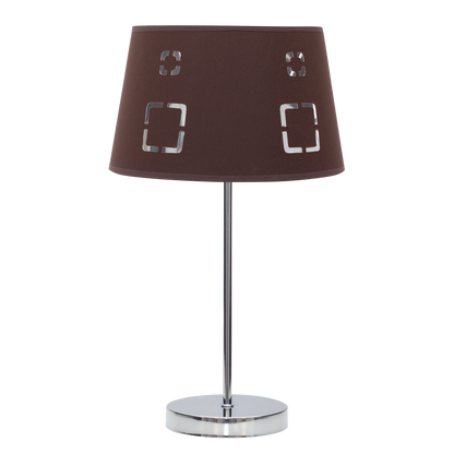 Lámpara Celaya fabricada en metal y textil color marrón, ideal para iluminación suave en interiores