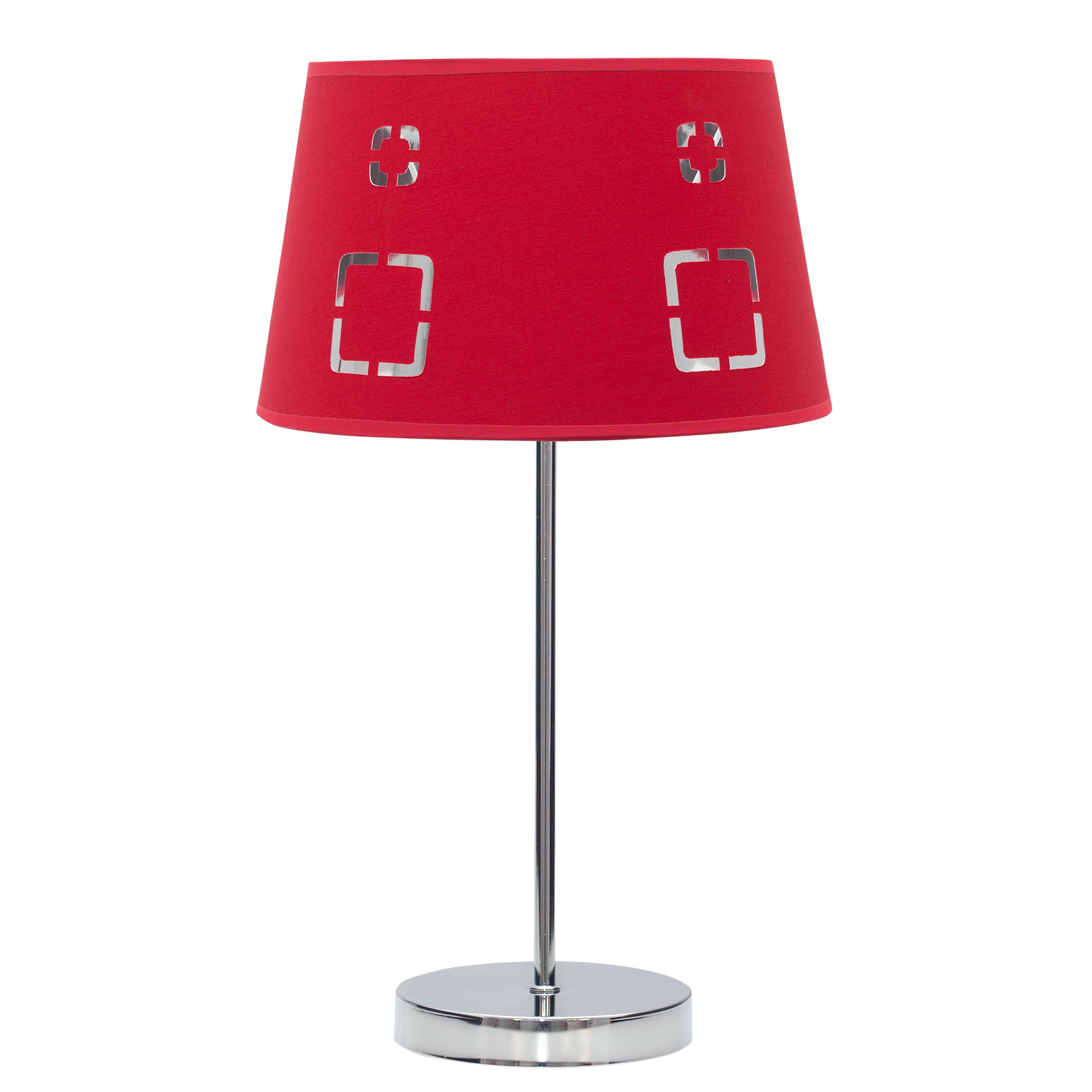 Sobremesa Celaya Fabrilamp / Abrila fabricada en metal y textil rojo, perfecta para crear ambientes cálidos.