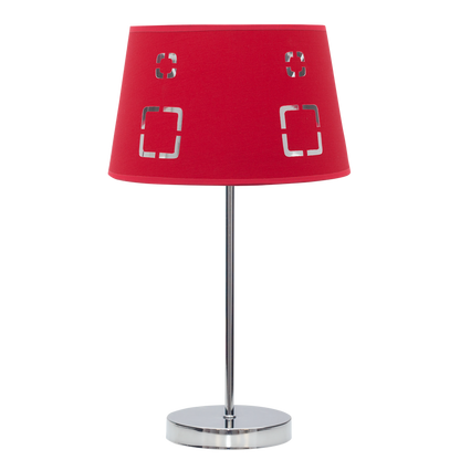 Sobremesa Celaya Fabrilamp / Abrila fabricada en metal y textil rojo, perfecta para crear ambientes cálidos.