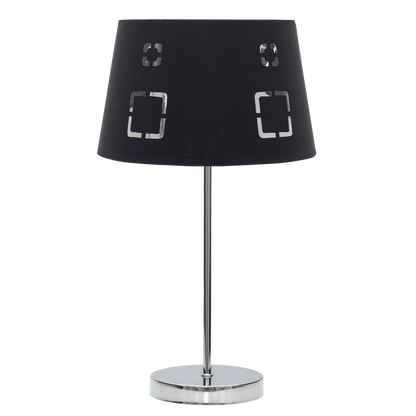 Sobremesa Celaya fabricada en metal cromado color negro, ideal para mesitas de noche