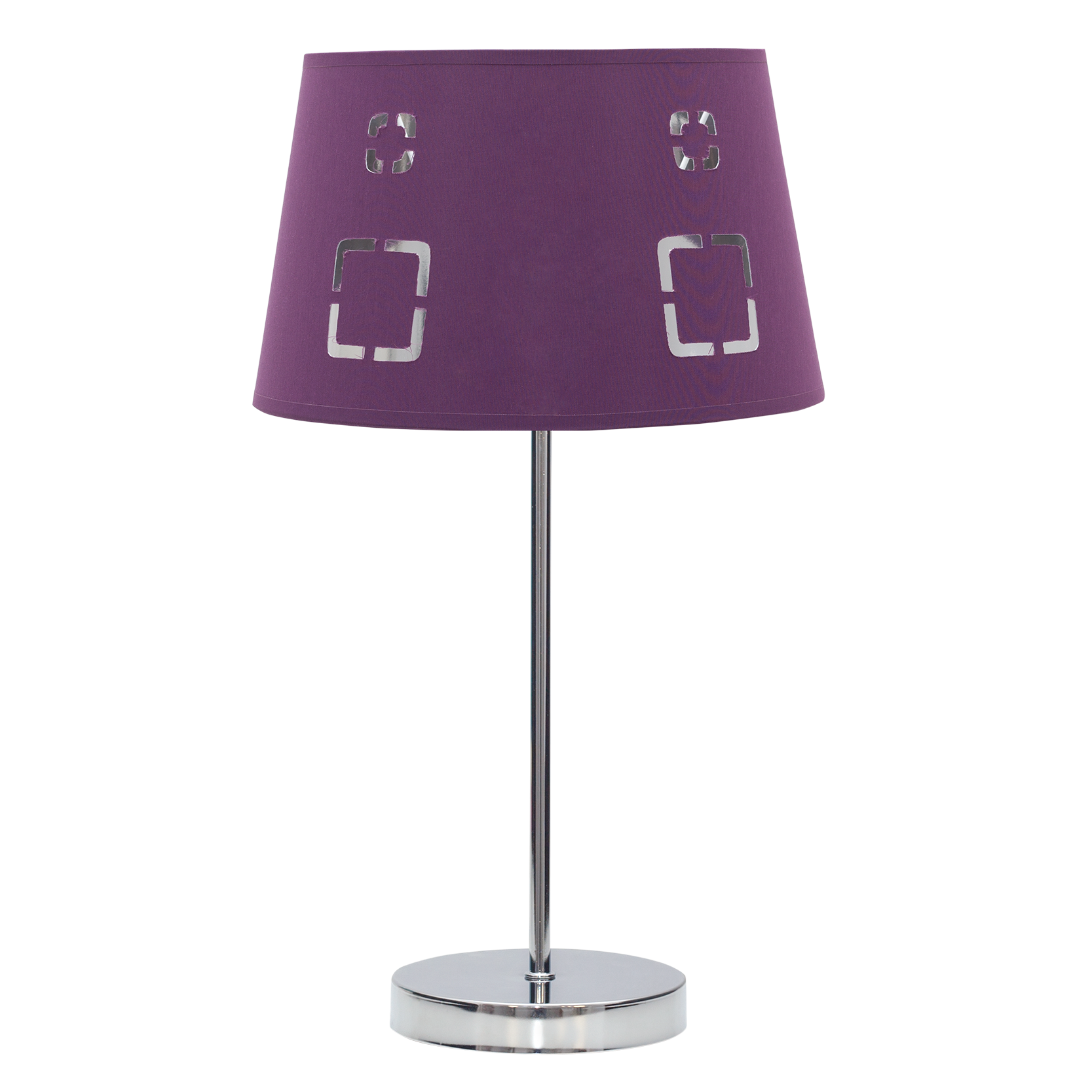 Lámpara Celaya fabricada en metal y textil color berenjena, ideal para dormitorio