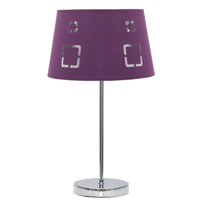 Lámpara Celaya fabricada en metal y textil color berenjena, ideal para dormitorio