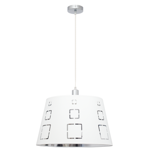 Lámpara Celaya fabricada en metal cromado color blanco, ideal para interior