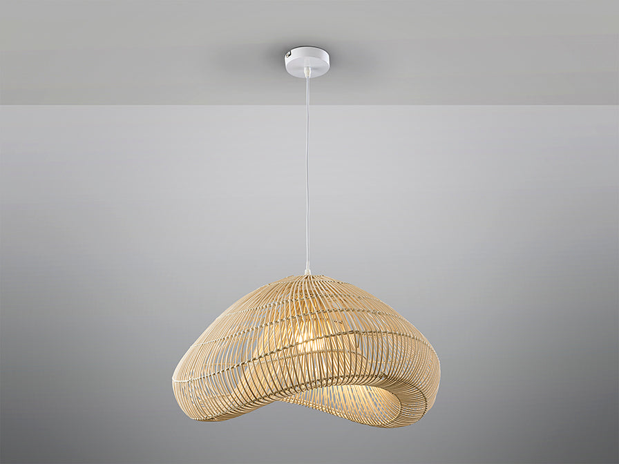 Colgante de Lámpara Colgante Sabah de Schuller (Sabah) en color Ratán Natural con pantalla de fibras naturales de 55 cm - Ref 567589.
