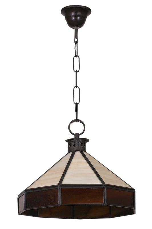 Lámpara colgante Adarve fabricada en resina y metal color negro/beis