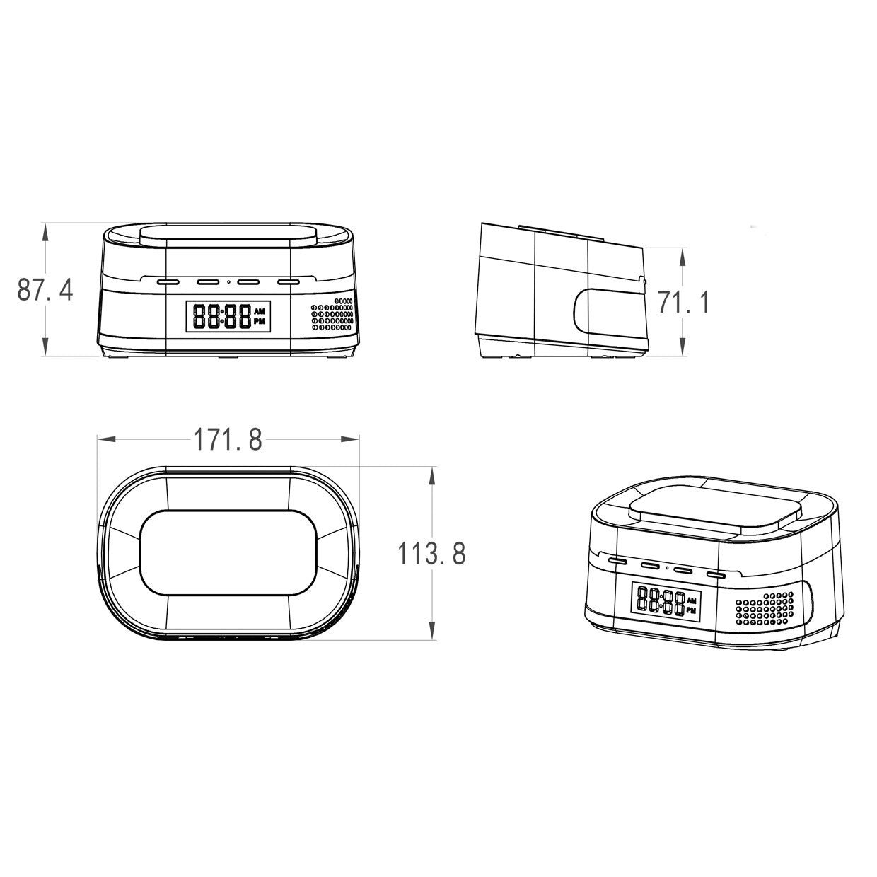 Detalle de luz RGB y base cargador de la lámpara sobremesa Bolt ALEMAR