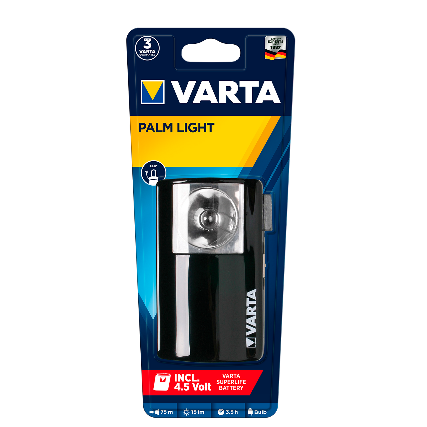 Linterna LED Varta Negra 11x6,9 cm, potente y compacta, ideal para emergencias y actividades al aire libre. luzguru.com