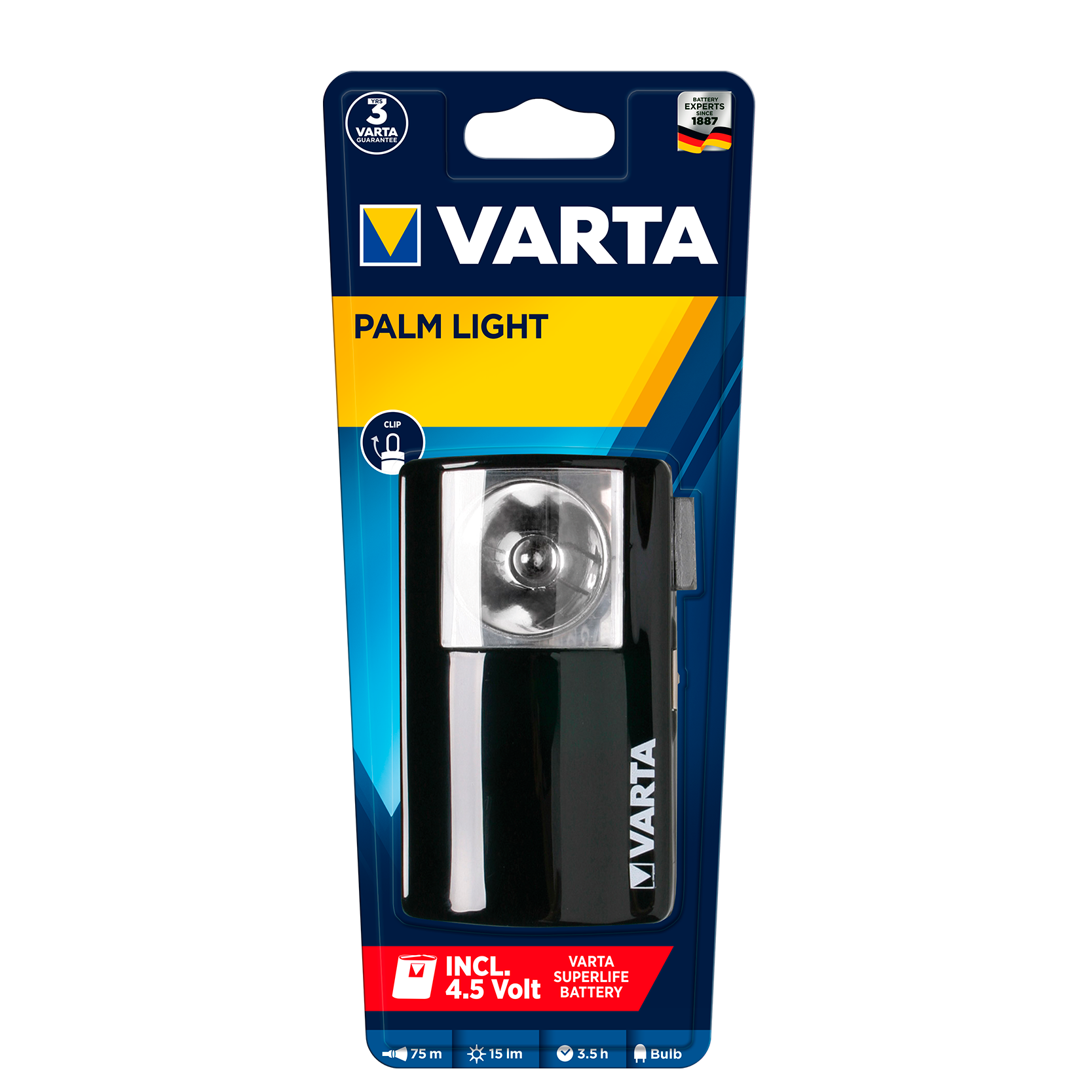 Linterna LED Varta Negra 11x6,9 cm, potente y compacta, ideal para emergencias y actividades al aire libre. luzguru.com