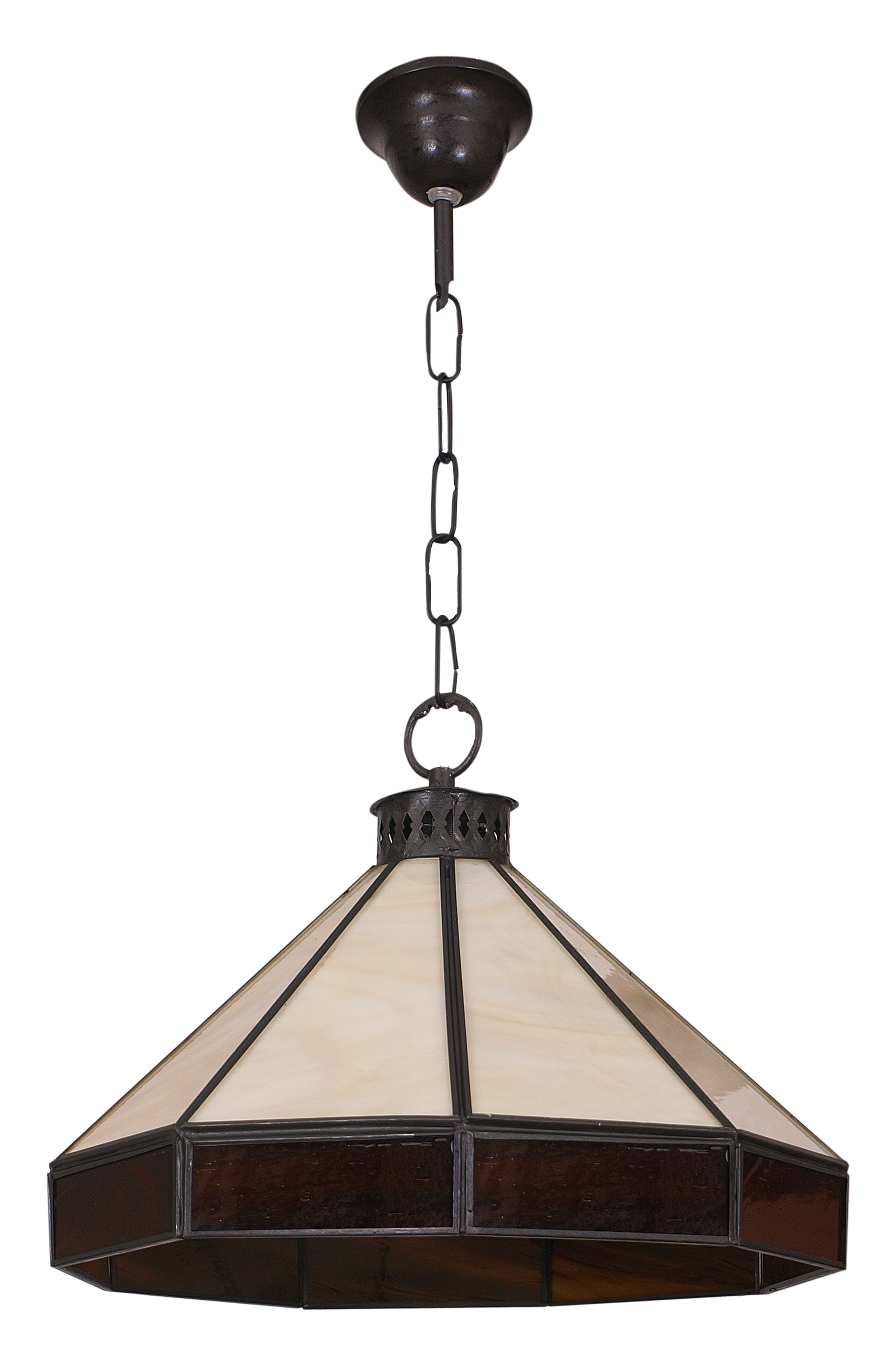 Lámpara colgante Adarve fabricada en resina y metal, color negro, beis y marrón