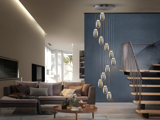 Lámpara Colgante LED Nebula 12 Luces Cromo Schuller en ambiente decorado | Schuller