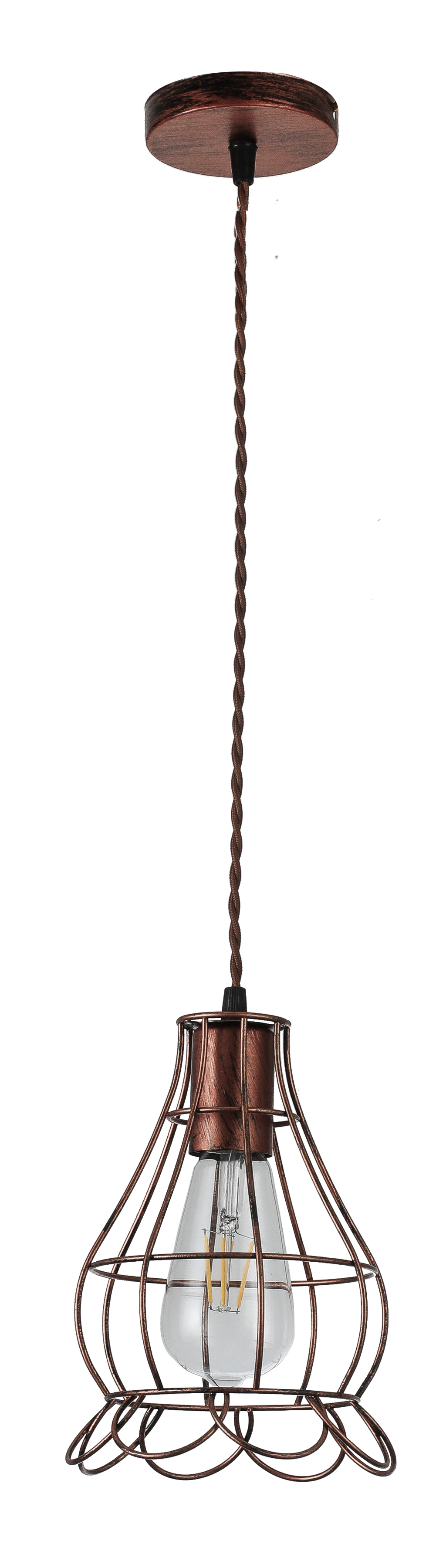 Colgante rústico con casquillo E27 para luz cálida