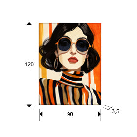 Plano con medidas de Cuadro Pintura Acrílica Orange 90x120 cm Moderno Schuller