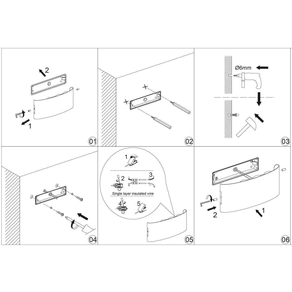 Aplique exterior King blanco en ángulo lateral - Detalle metal