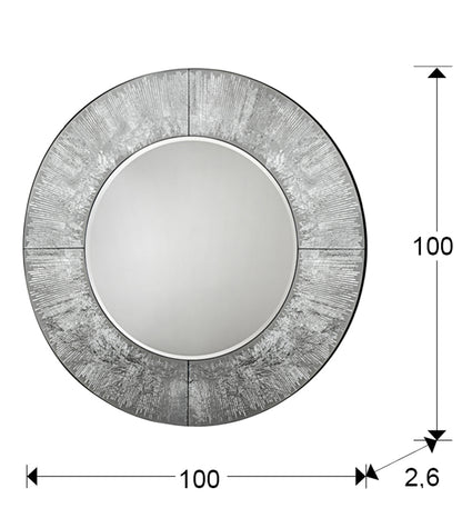Plano con medidas de Espejo Redondo de Pared Aurora 100 cm Pan de Plata Schuller