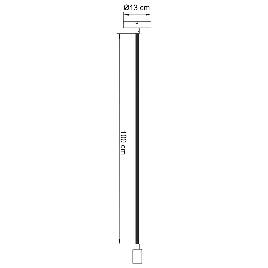 Esquema con dimensiones 13x13x100 cm del colgante Lexa cuerda blanca Alemar