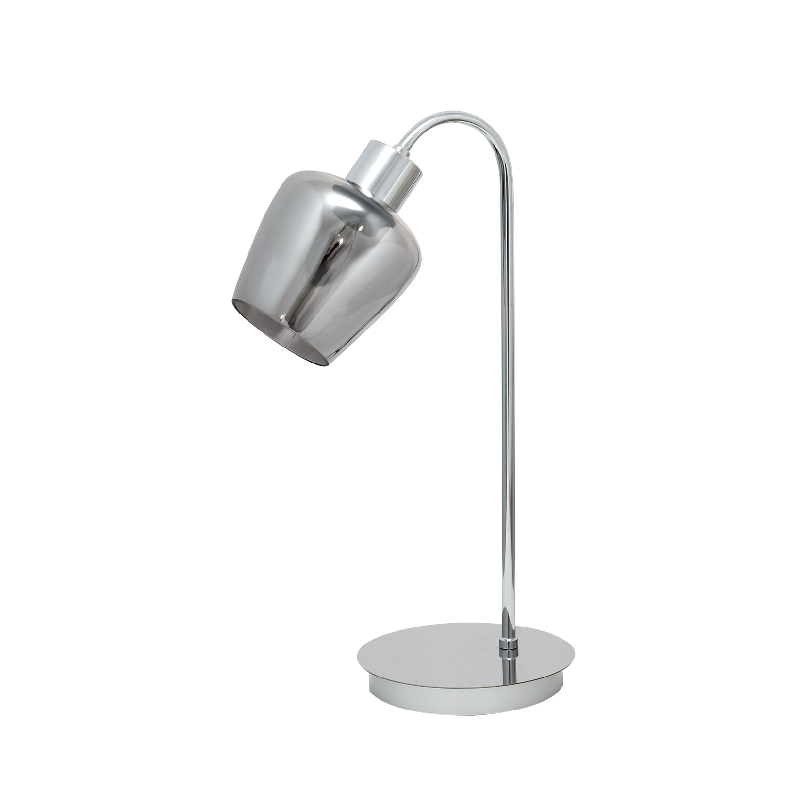 Sobremesa Soline fabricada en metal color cromo, ideal para luz difusa en interiores