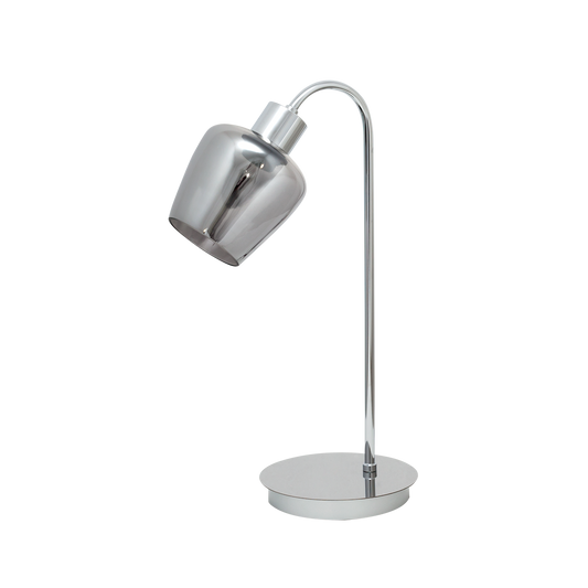 Sobremesa Soline fabricada en metal color cromo, ideal para luz difusa en interiores