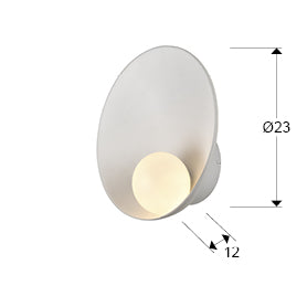 Medidas de Aplique de Pared Bol de Schuller (Bol) en color Blanco Mate con difusor esférico de cristal opal - Ref 598471.
