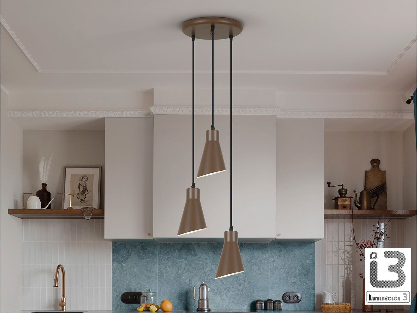 Lámpara Colgante Redonda 3 Luces Bera - Marrón - Schuller - 13321 - Vista 1