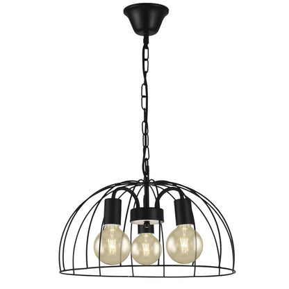 Colgante jaula Nora negro 3 luces ALEMAR - Vista principal con estructura metálica