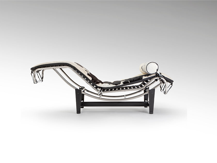 Chaise Longue Leco Piel Vaca Blanco Negro - Estructura Acero Cromado - Schuller - 458436 - Vista 7