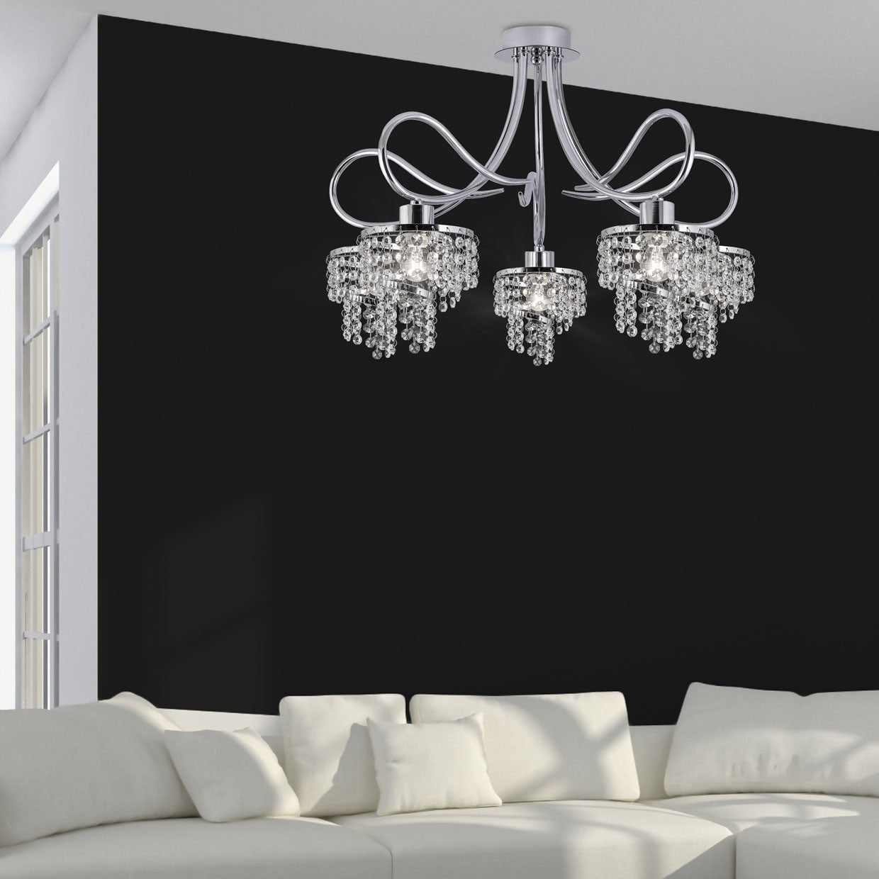 Lámpara DORA 5 luces instalada en salón clásico - Ambiente decorado