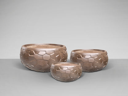 Set de 3 Cubre Maceteros Canela Bronce Fiberclay Schuller en ambiente decorado | Schuller