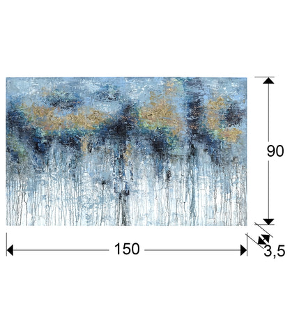 Plano con medidas de Cuadro Pintura Acrílica Aquas 150x90 cm Detalles Oro Schuller