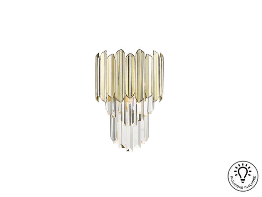 Aplique de Pared Tiara 39 cm Cristal Facetado Cromo y Oro Schuller - vista principal | Schuller