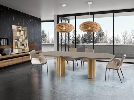 Mesa de Comedor Extensible Irati 286 cm Piedra Mate y Madera Schuller - vista principal | Schuller