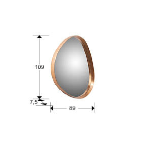 Medidas de Espejo Decorativo Julie de Schuller (Julie) en color Pan de Oro Rosa con marco de forma orgánica - Ref 607216.
