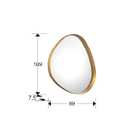 Medidas de Espejo Decorativo de pared grande Julie de Schuller (Julie) con forma orgánica y marco dorado - Ref 607247.

