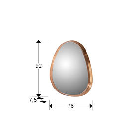Medidas de Espejo Decorativo de pared Julie de Schuller (Julie) con forma orgánica y marco artesanal en Pan de Oro Rosa - Ref 607322.

