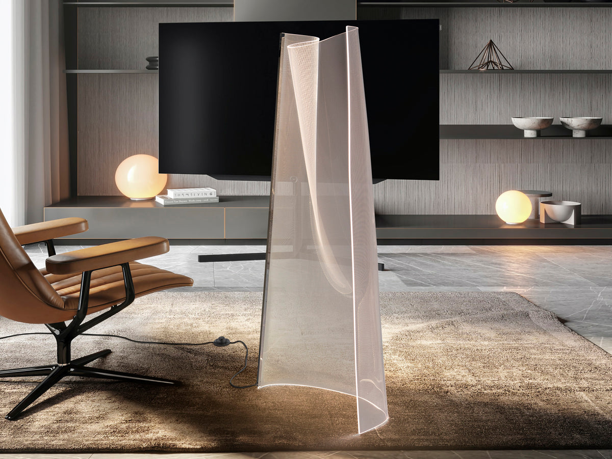 Lámpara de Pie Velos LED 24W Cromo Schuller en ambiente decorado | Schuller · Ref. 608329