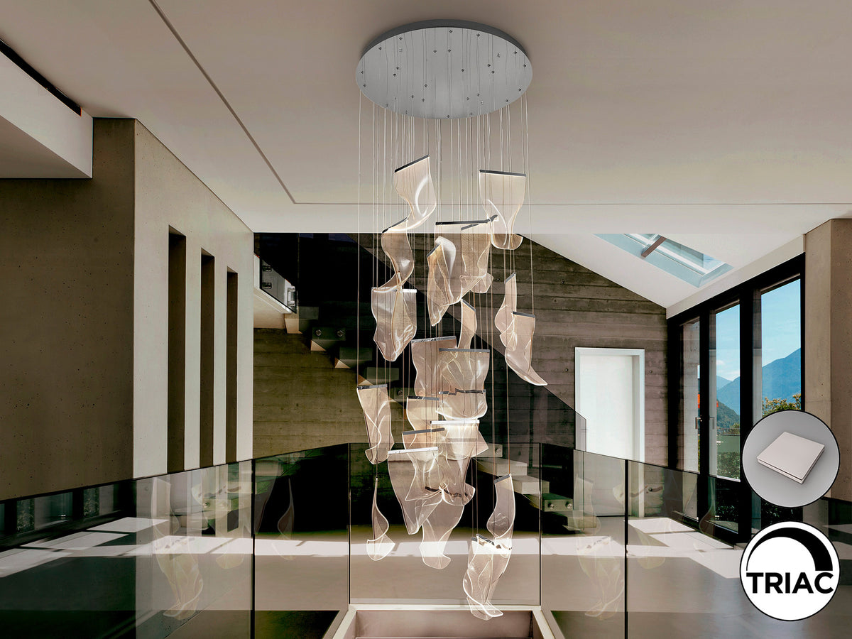 Lámpara Colgante LED Velos 120W Cromo Dimable Schuller en ambiente decorado | Schuller · Ref. 608572