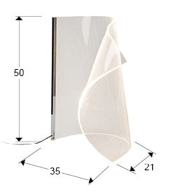 Plano con medidas de Lámpara de Sobremesa LED Velos 10W Dimable Cromo Schuller · Ref. 609425N