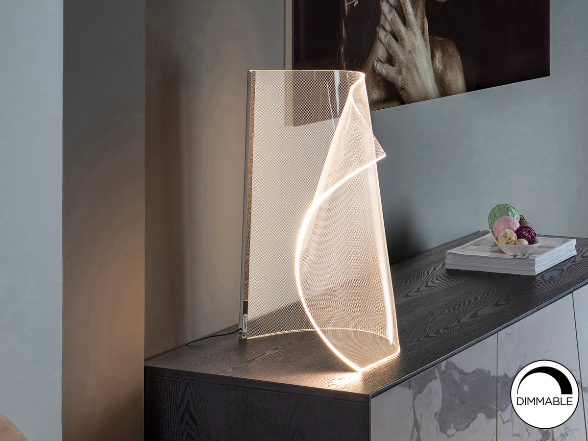 Lámpara de Sobremesa LED Velos 10W Dimable Cromo Schuller en ambiente decorado | Schuller · Ref. 609425N