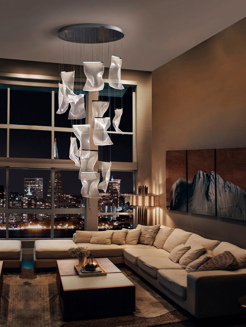 Ambiente de Lámpara de Techo Colgante Velos de Schuller (Velos) con 13 tulipas de metacrilato y base cromada - Ref 609647ND.

