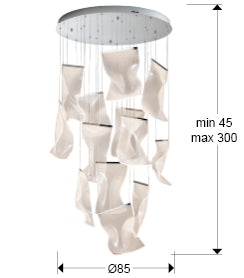 Medidas de Lámpara de Techo Colgante Velos de Schuller (Velos) con 13 tulipas de metacrilato y base cromada - Ref 609647ND.

