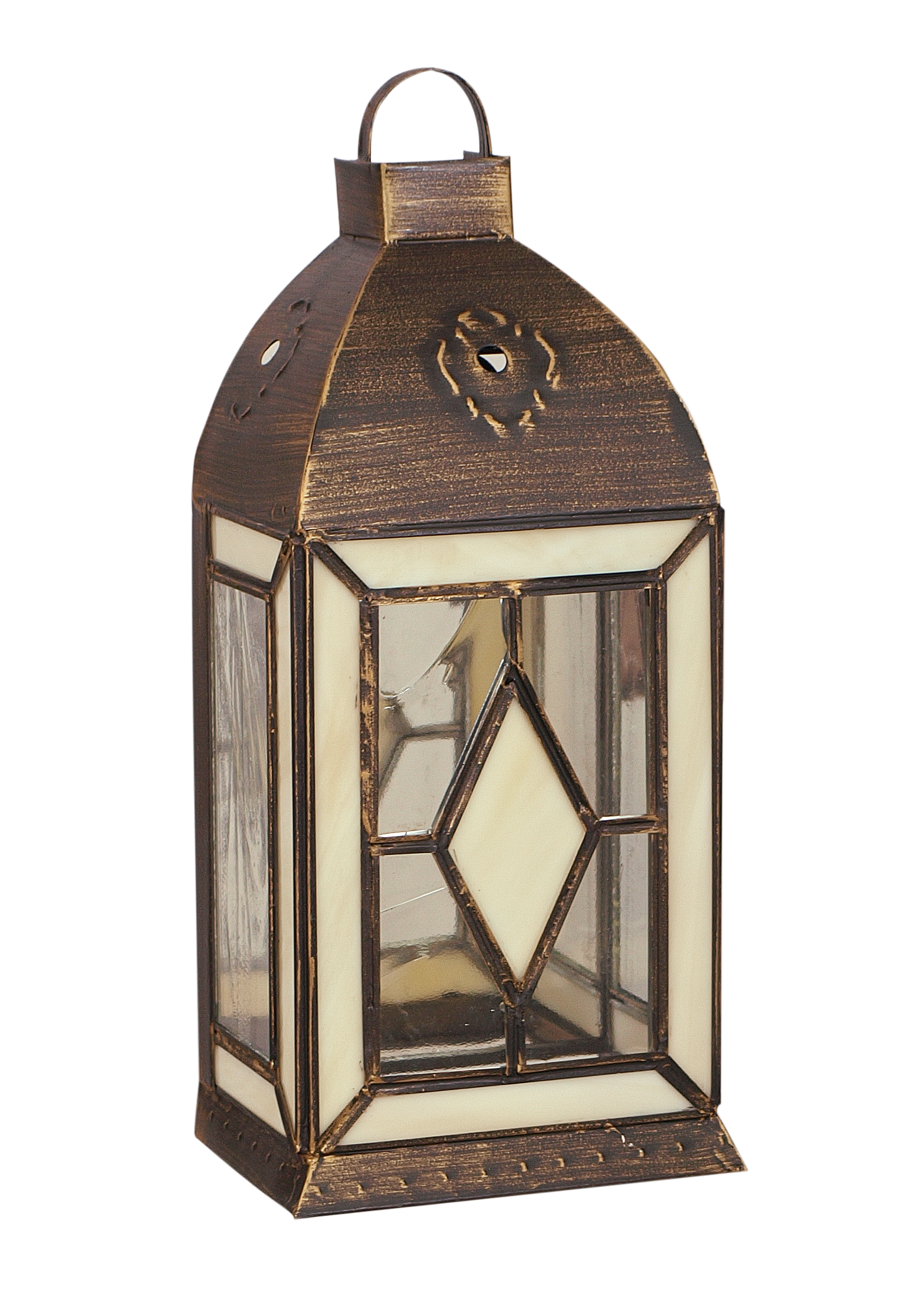 Aplique Califa fabricado en metal color oro viejo con cristal beis