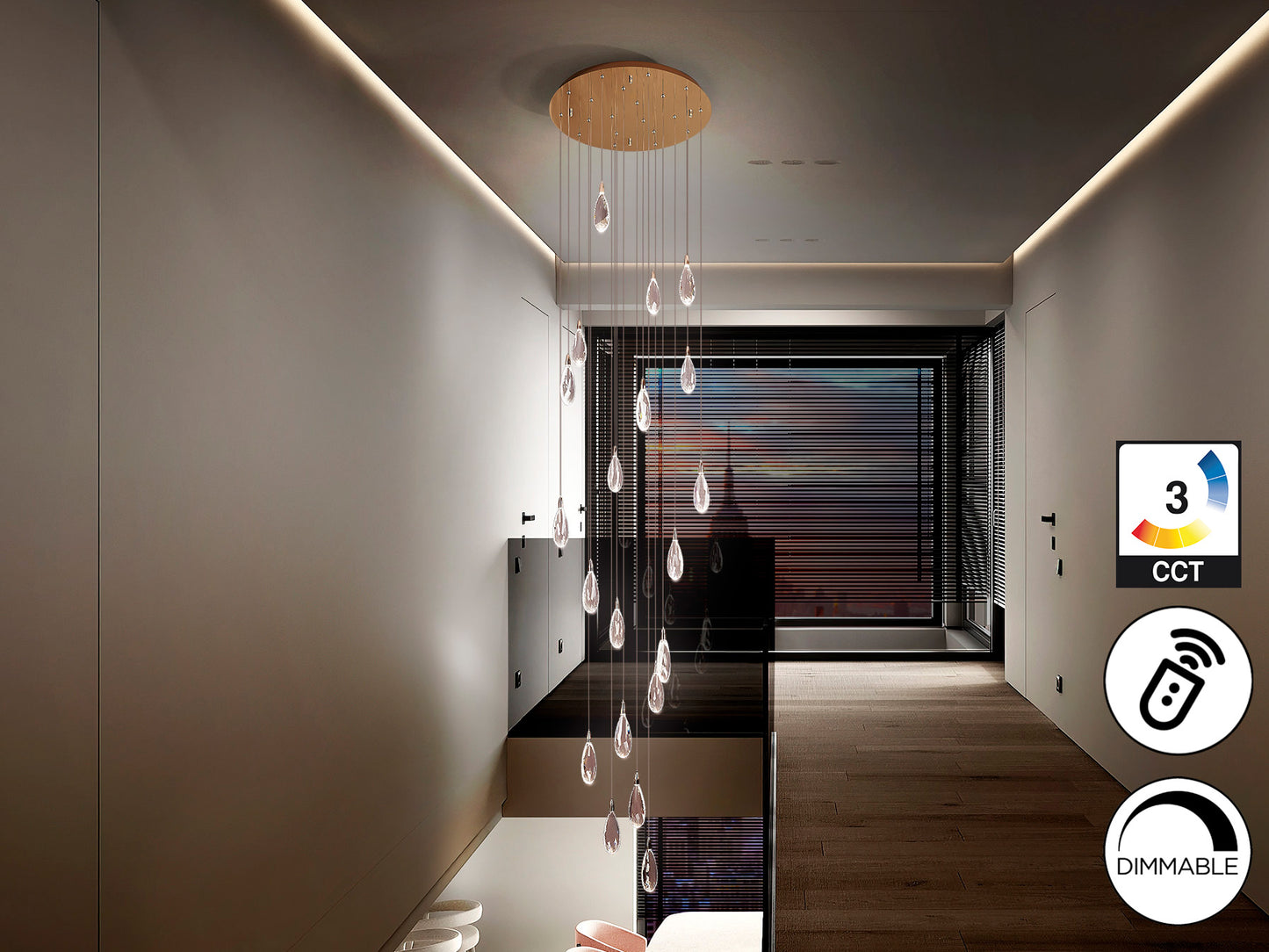 Lámpara Lágrimas 20 Luces Oro Rosa Regulable - Schuller - 452274 - Vista 5