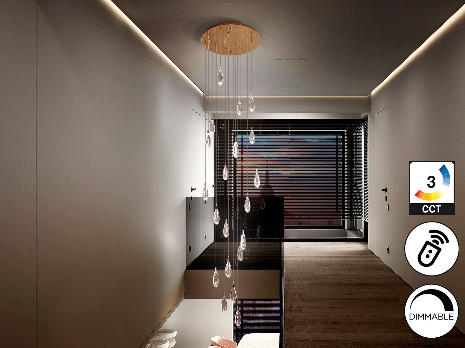 Lámpara Lágrimas 20 Luces Oro Rosa Regulable - Schuller - 452274 - Vista 5