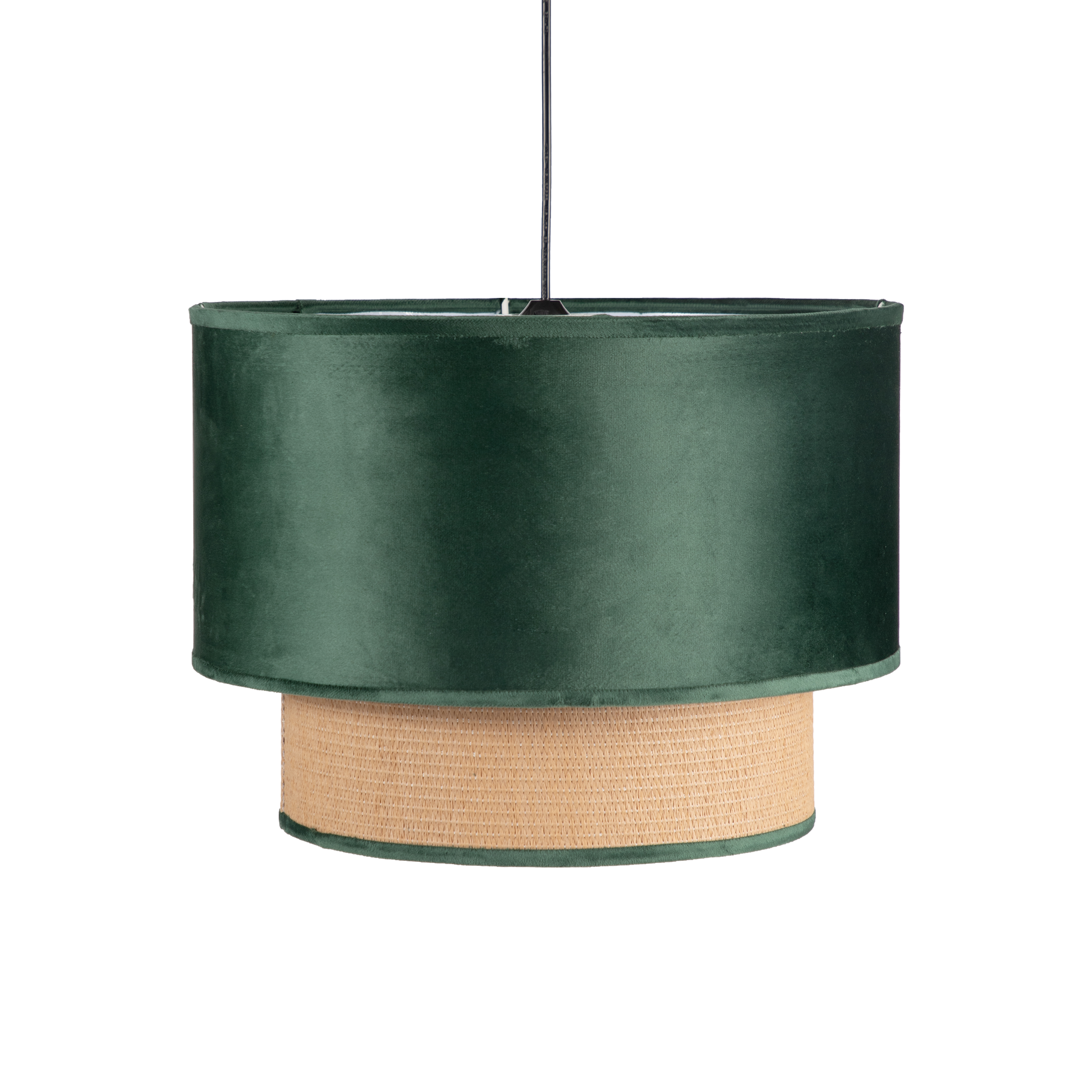 Colgante Nerva fabricado en Textil color Verde, ideal para iluminar tu salón