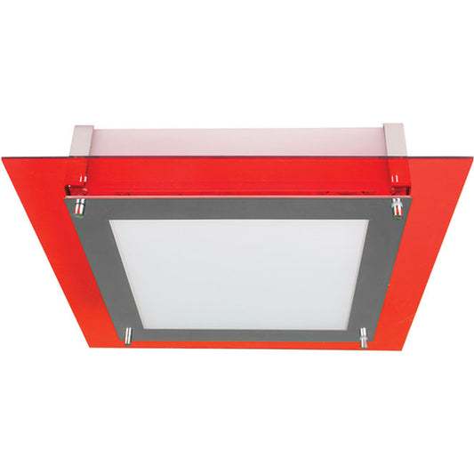 Plafón MICAELA Cuadrado 35 cm Rojo Interlusa - Vista frontal principal en fondo blanco | LuzGurú